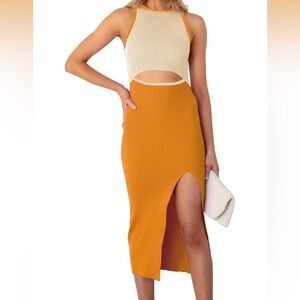 Orange Women's Cut Out Midid Dress